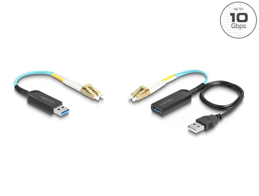 מרחיק USB 10Gbps על כבל רשת אופטי LC Duplex למרחק עד 100 מטר - delock.israel