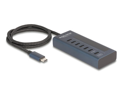 Delock USB 10 Gbps Hub with 7 USB Type-C™ Ports thereof 6 x Data Port + 1 x Data and PD 20 Watt with power indicator - delock.israel