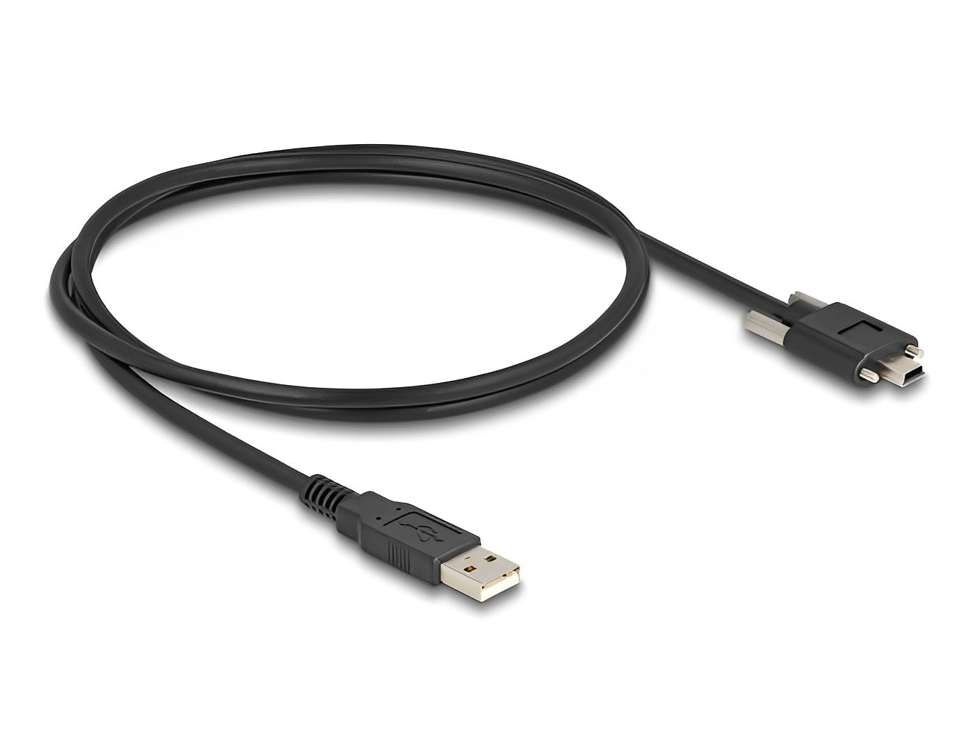 Delock USB 2.0 Cable Type-A male to Type Mini-B male with screw distance 13 mm 1 m black - delock.israel