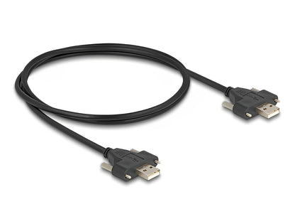 Delock USB 2.0 Cable Type-A male to male with screw distance 30 mm 1 m black - delock.israel