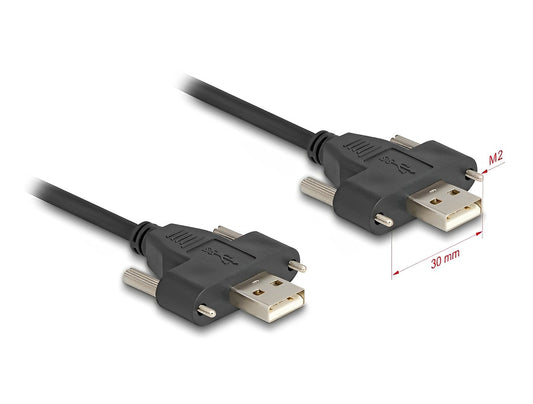 כבל USB 2.0 מבית Delock גרמניה מאפשר חיבור בין מכשיר עם מחבר USB-A למחשב עם חיבור USB-A פנוי
