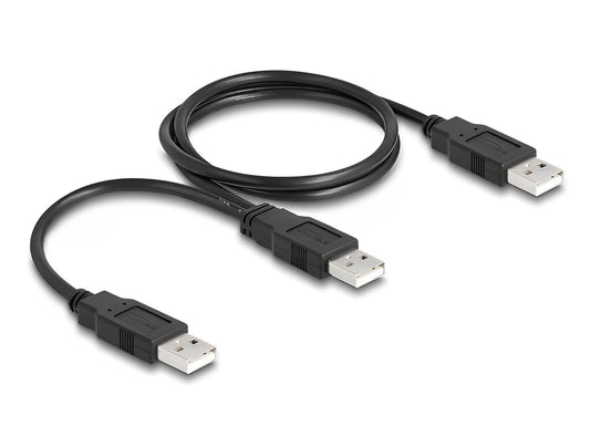 כבל מפצל USB 2.0 מ-תקע USB-A ל-2 תקעים USB-A אורך 70 ס"מ - delock.israel
