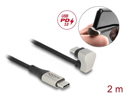 כבל גיימינג USB-C 2.0 ז/ז בזווית 180° תומך PD 60 W - delock.israel