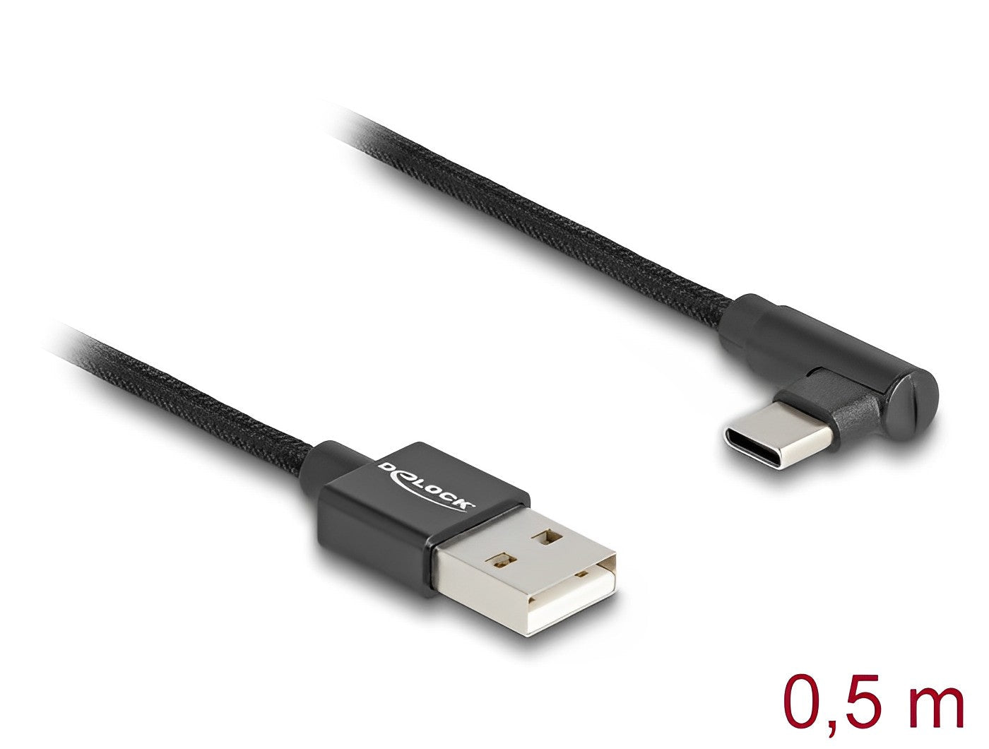 כבל USB 2.0 תקע USB-A לתקע USB-C מכופף 90° - delock.israel