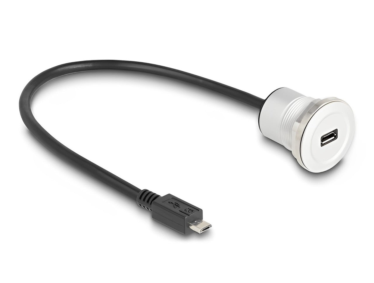 Delock USB 2.0 Micro-B built-in female with cable plug 30 cm aluminium - delock.israel