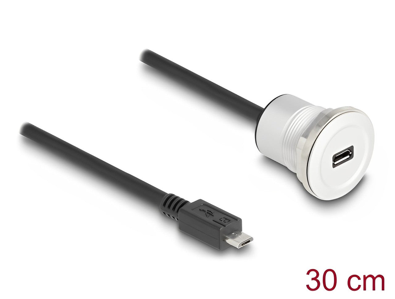 Delock USB 2.0 Micro-B built-in female with cable plug 30 cm aluminium - delock.israel