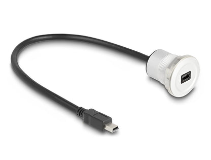 Delock USB 2.0 Mini-B built-in female with cable plug 30 cm aluminium - delock.israel