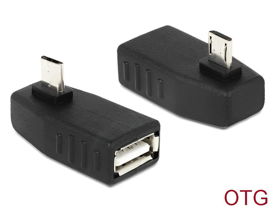 מתאם OTG תקע מיקרו USB-B לשקע USB-A 2.0 מכופף 270° - delock.israel