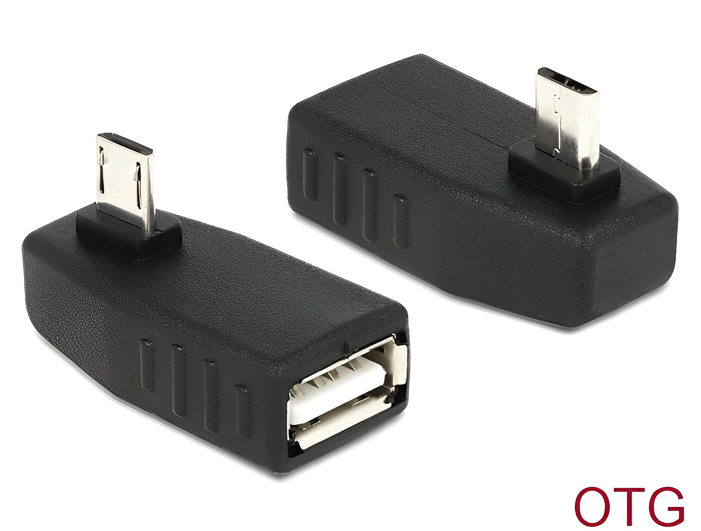 מתאם OTG תקע מיקרו USB-B לשקע USB-A 2.0 מכופף 90° - delock.israel