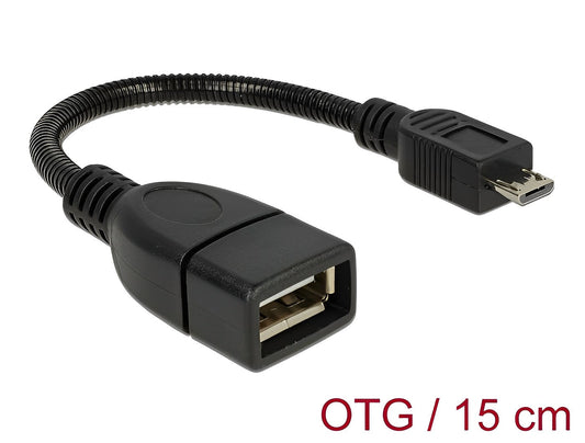 מתאם OTG תקע מיקרו USB-B לשקע USB-A 2.0 אורך 15 ס"מ - delock.israel