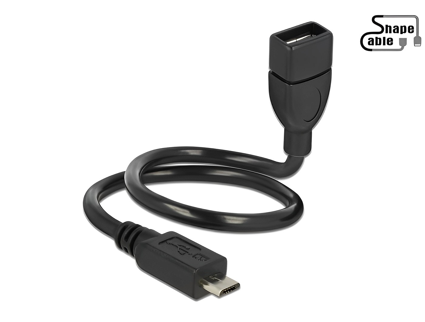 מתאם OTG ShapeCable תקע מיקרו USB-B לשקע USB-A 2.0 - delock.israel