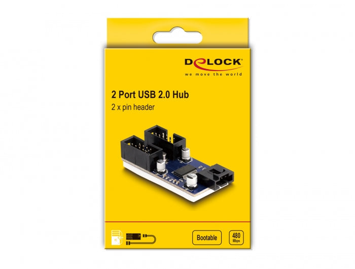 מפצל USB 2.0 pin header עם 2 יציאות 9 פין USB 2.0 זכר - delock.israel