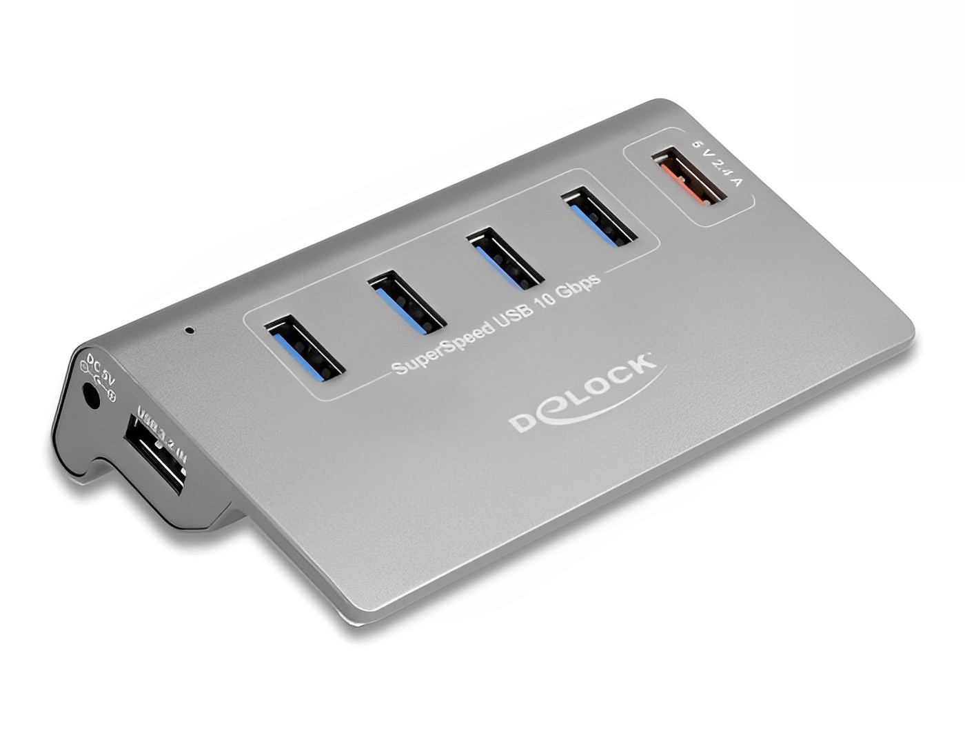 מפצל USB 3.2 Gen 2 10Gbps עם 4 יציאות USB-A + שקע טעינה USB 5 V / 2.4 A - delock.israel