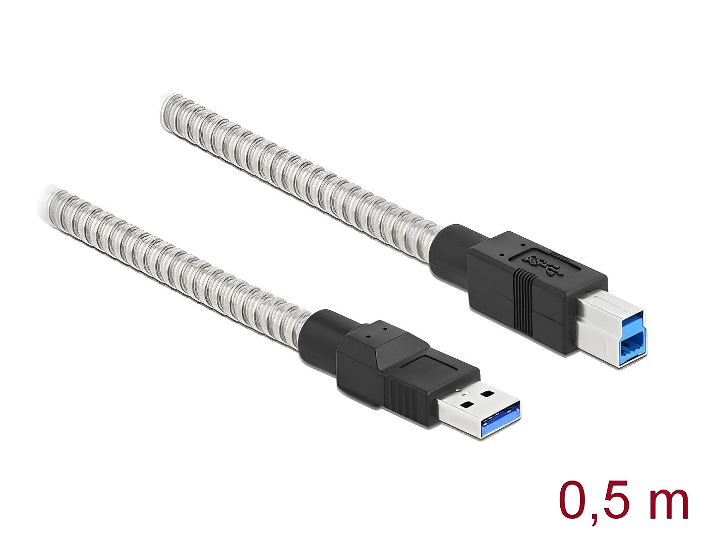 כבל USB 3.2 Gen 1 5Gbps תעשייתי מצופה מתכת תקע USB-B לתקע USB-A - delock.israel