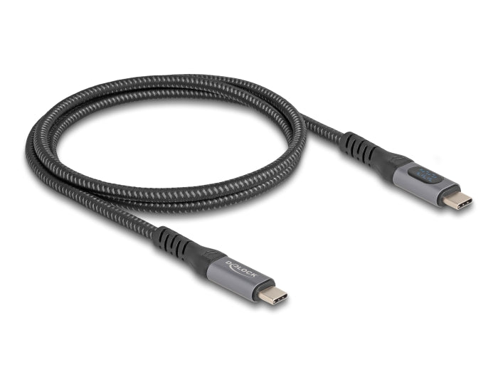 Delock USB 40 Gbps Data and Fast Charging Coaxial Cable 1 m 8K 60 Hz USB PD 3.1 Extended Power Range 240 W - delock.israel