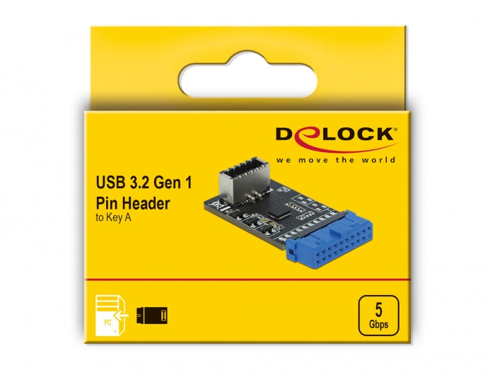 Delock USB 5 Gbps Adapter Type-E Key A Pin Header female to internal Key A female - delock.israel