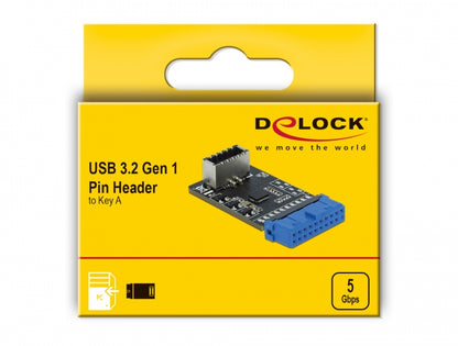 Delock USB 5 Gbps Adapter Type-E Key A Pin Header female to internal Key A female - delock.israel