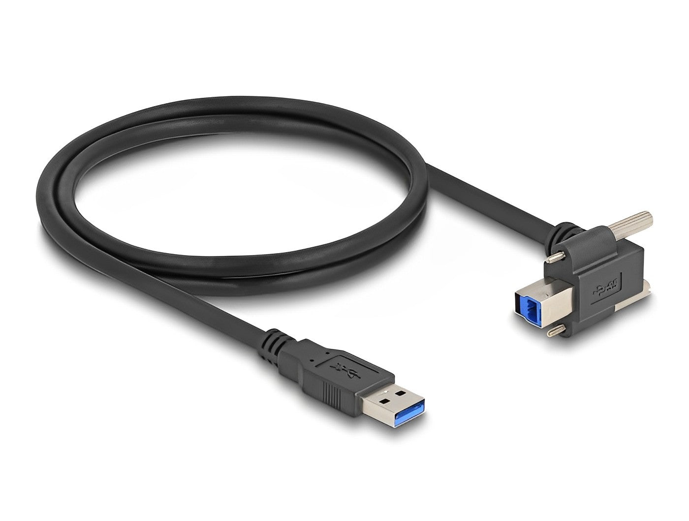 כבל USB 5Gbps תקע USB-A לתקע USB-B עם ברגים נעילה בזווית 90° למעלה - delock.israel