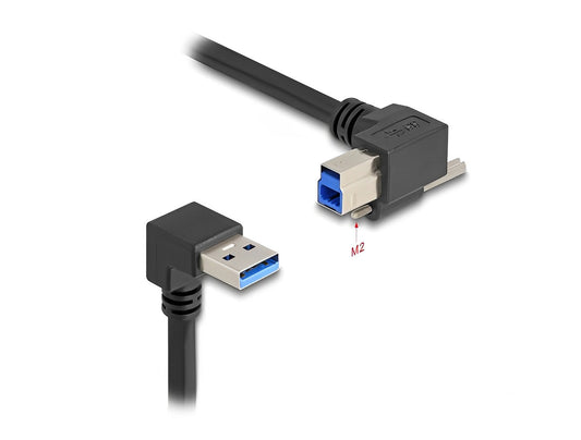 כבל USB 5Gbps מבית Delock גרמניה מאפשר חיבור בין מכשיר עם מחבר USB-B למחשב עם חיבור USB-A פנוי