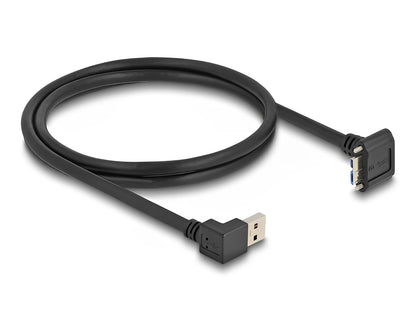 Delock USB 5 Gbps Cable USB Type-A male 90° downwards angled to USB Micro-B male with screw distance 18 mm 90° downwards angled 1 m black - delock.israel