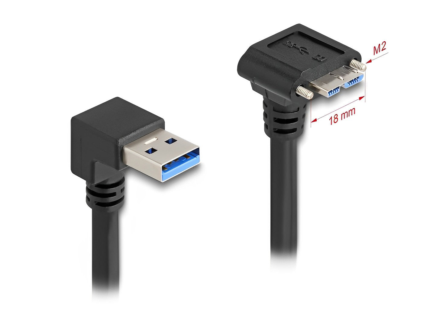 כבל USB 5Gbps מבית Delock גרמניה מאפשר חיבור בין מכשיר עם מחבר מיקרו USB-B למחשב עם חיבור USB-A פנוי