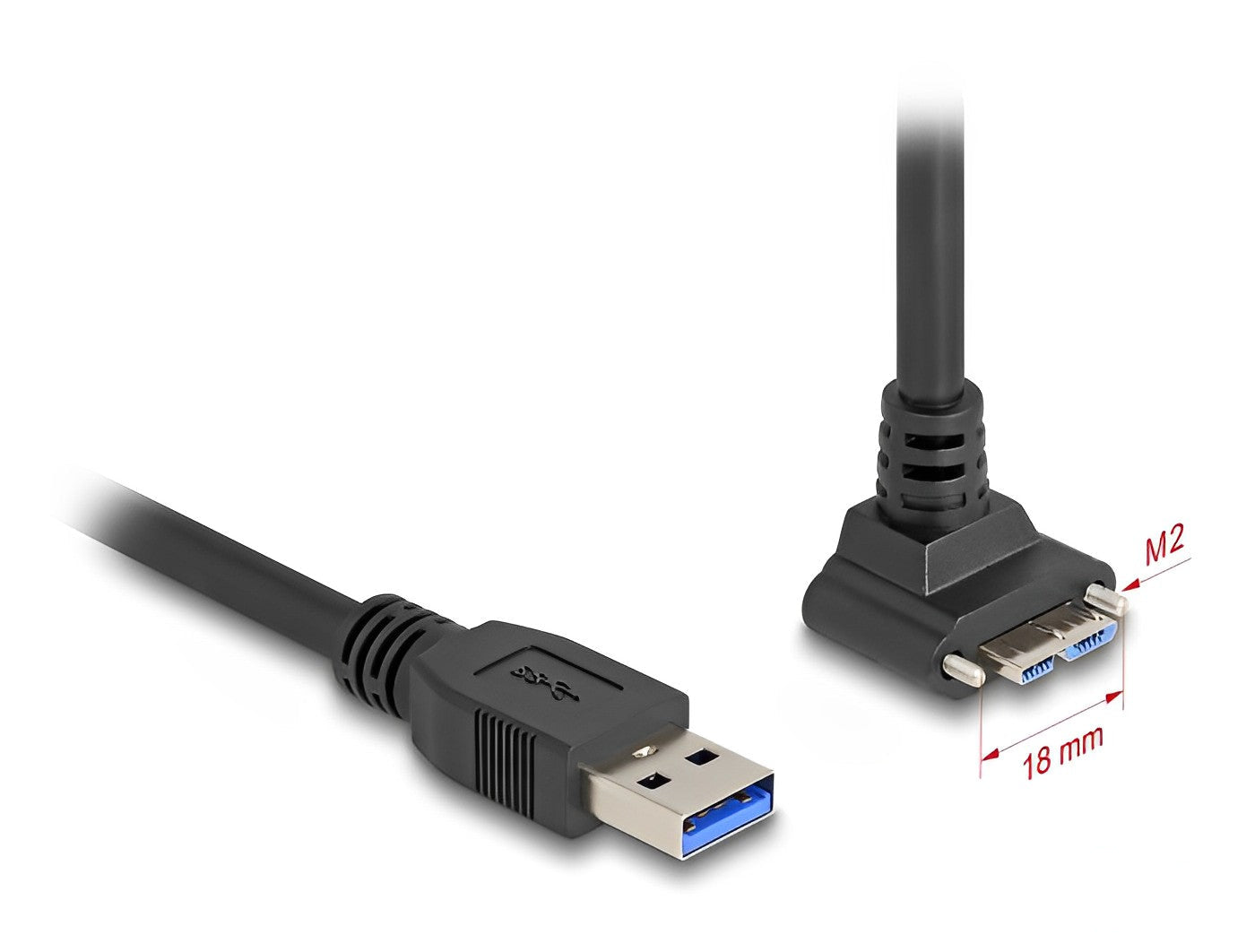 כבל USB 5Gbps מבית Delock גרמניה מאפשר חיבור בין מכשיר עם מחבר מיקרו USB-B למחשב עם חיבור USB-A פנוי