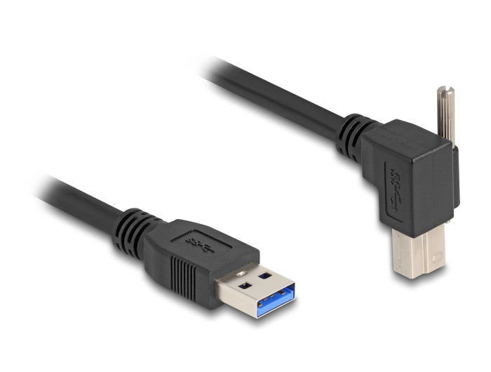 כבל USB 5Gbps תקע USB-A לתקע USB-B עם בורג נעילה בזווית 90° ימינה - delock.israel