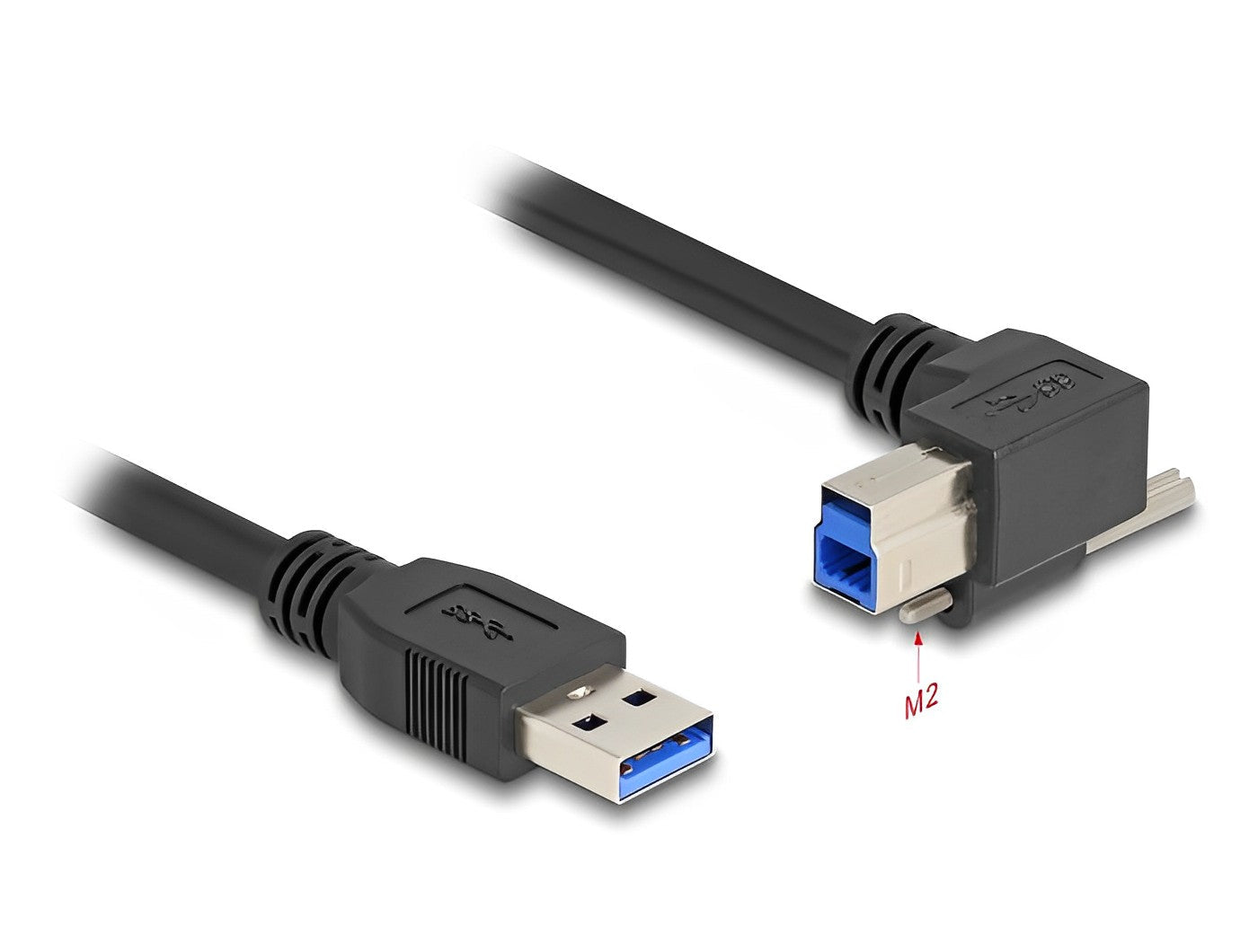 כבל USB 5Gbps מבית Delock גרמניה מאפשר חיבור בין מכשיר עם מחבר USB-B למחשב עם חיבור USB-A פנוי