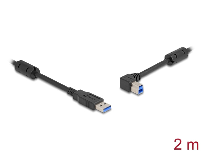 Delock USB 5 Gbps Cable Type-A male to Type-B male 90° left angled 2 m - delock.israel