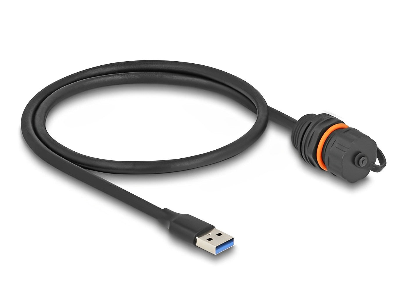 כבל USB-A 5Gbps IP68 ז/נ להתקנה בקדח עגול עם הברגה M20 - delock.israel