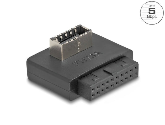 Delock USB 5 Gbps Adapter Pin Header female to internal Type-E Key A female angled with housing - delock.israel