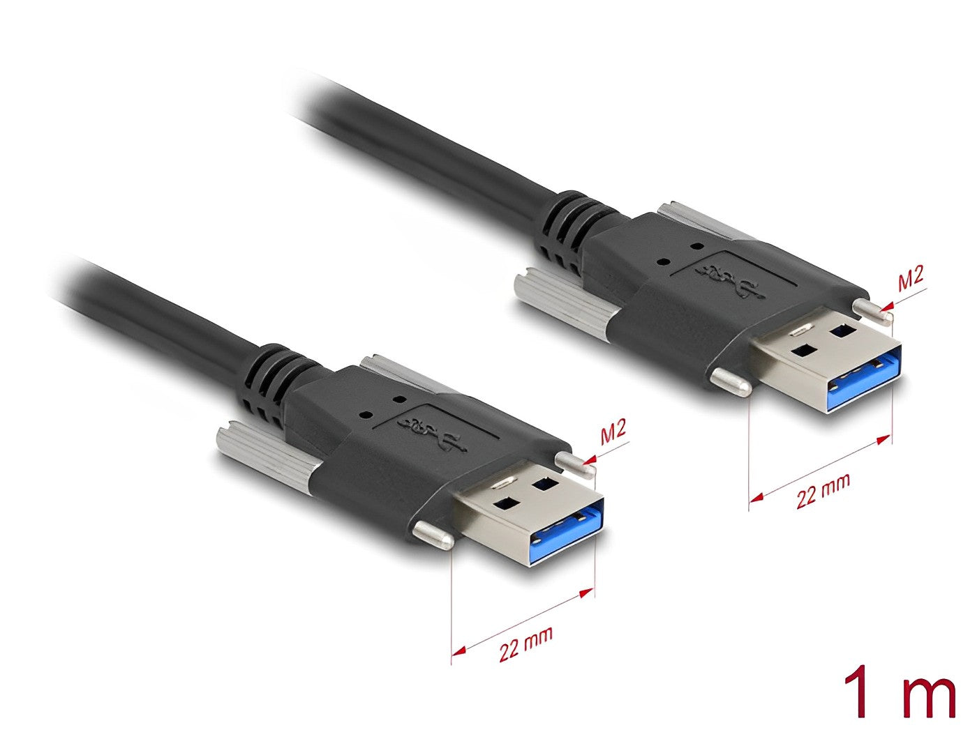Delock USB 5 Gbps Cable Type-A male to Type-A male with screw distance 22 mm / M2 screws 1 m black - delock.israel