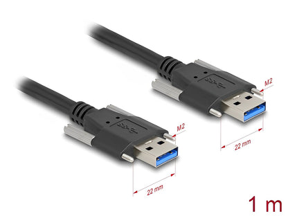 Delock USB 5 Gbps Cable Type-A male to Type-A male with screw distance 22 mm / M2 screws 1 m black - delock.israel