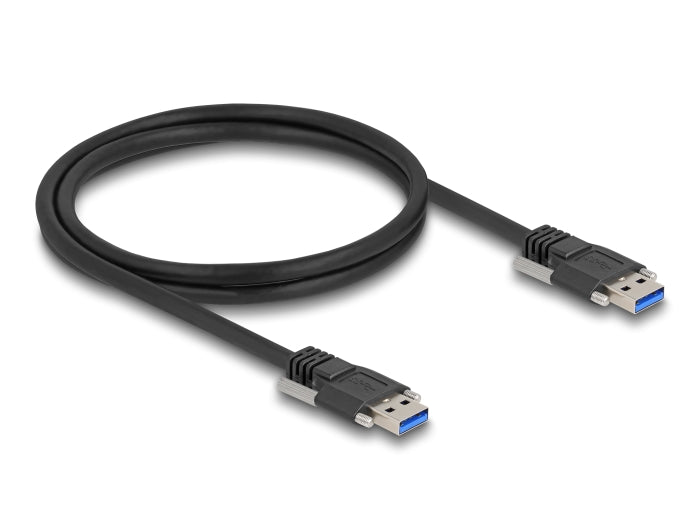 Delock USB 5 Gbps Cable Type-A male to Type-A male with screw distance 19 mm / M3 screws 1 m black - delock.israel