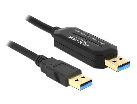 כבל SuperSpeed USB 5 Gbps Data Link Cable + KM Switch להעברת מידה בין שני מחשבים - delock.israel