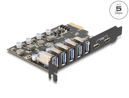 Delock USB 5 Gbps PCI Express x1 Card to 5 x external Type-A + 2 x external USB Type-C™ female - delock.israel