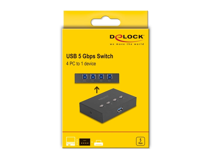Delock Usb Switch מיתוג USB 5Gbps מ- 4 מחשבים למכשיר אחד