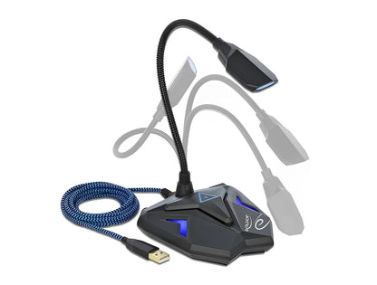 מיקרופון גיימינג USB עם לחצן השתקה ותאורת לד - delock.israel