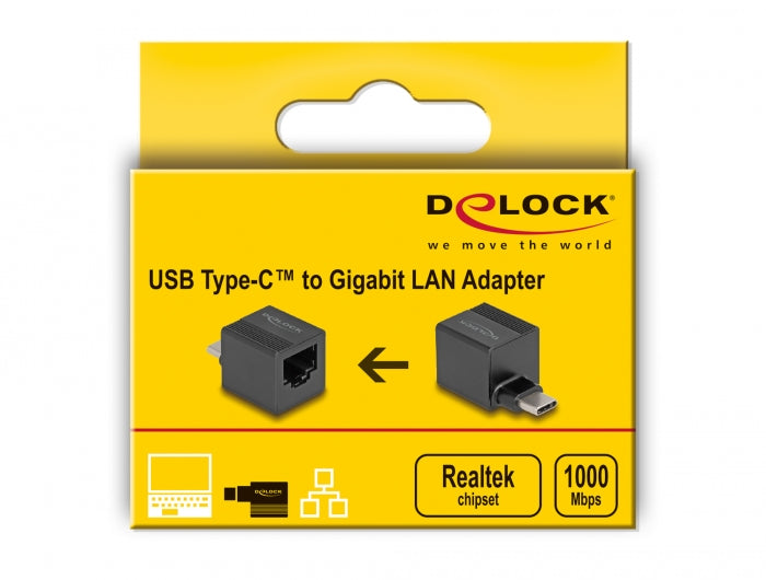 מתאם רשת USB-C Mini לשקע RJ45 Gigabit LAN - delock.israel