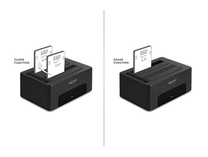 תחנת עגינה USB 5Gbps עבור 2 כונני SATA HDD/SSD 2.5″/ 3.5″ עם פונקציית שכפול ומחיקה - delock.israel