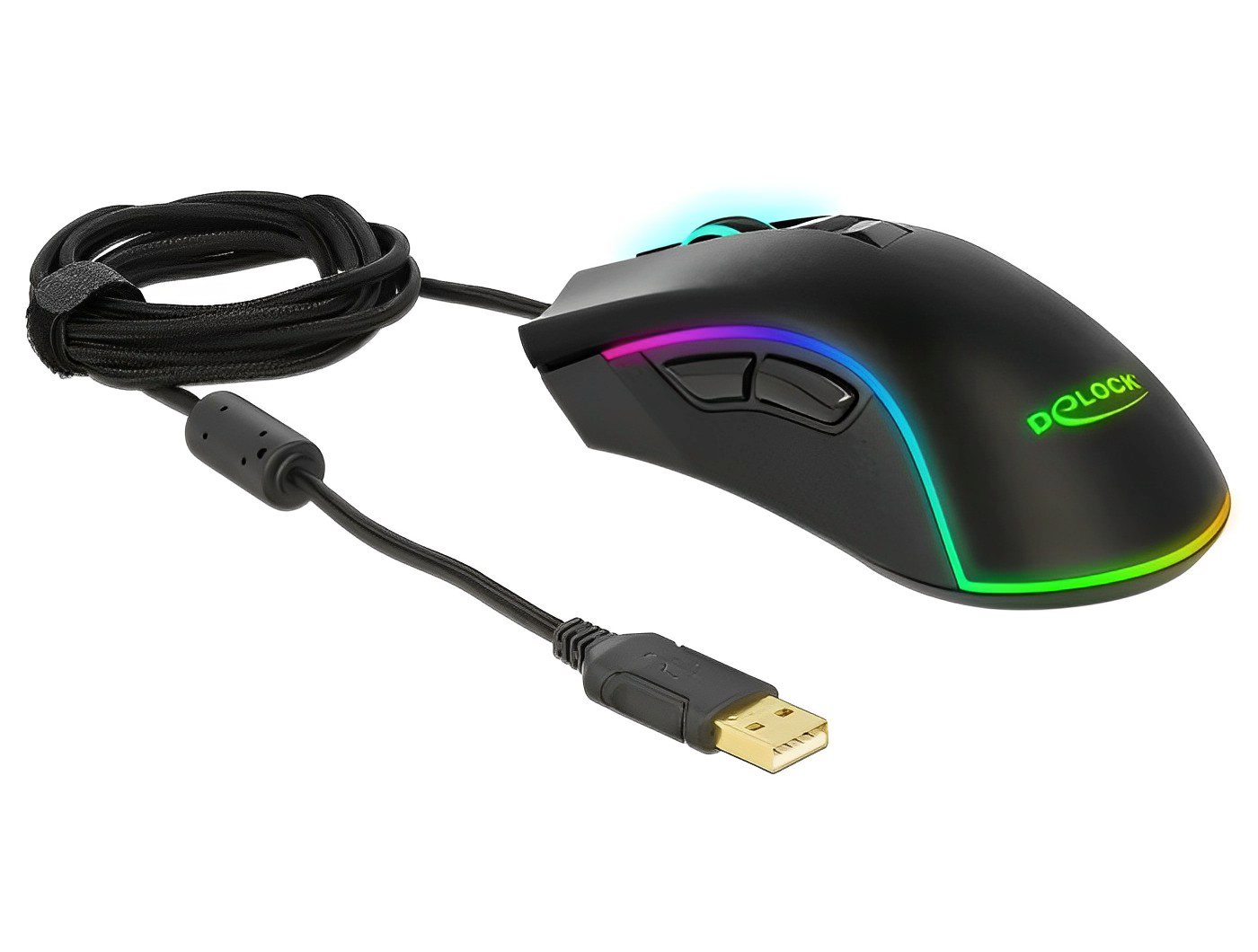 עכבר גיימינג ארגונומי USB RGB עם 7 לחצנים תומך עד 10000dpi - delock.israel