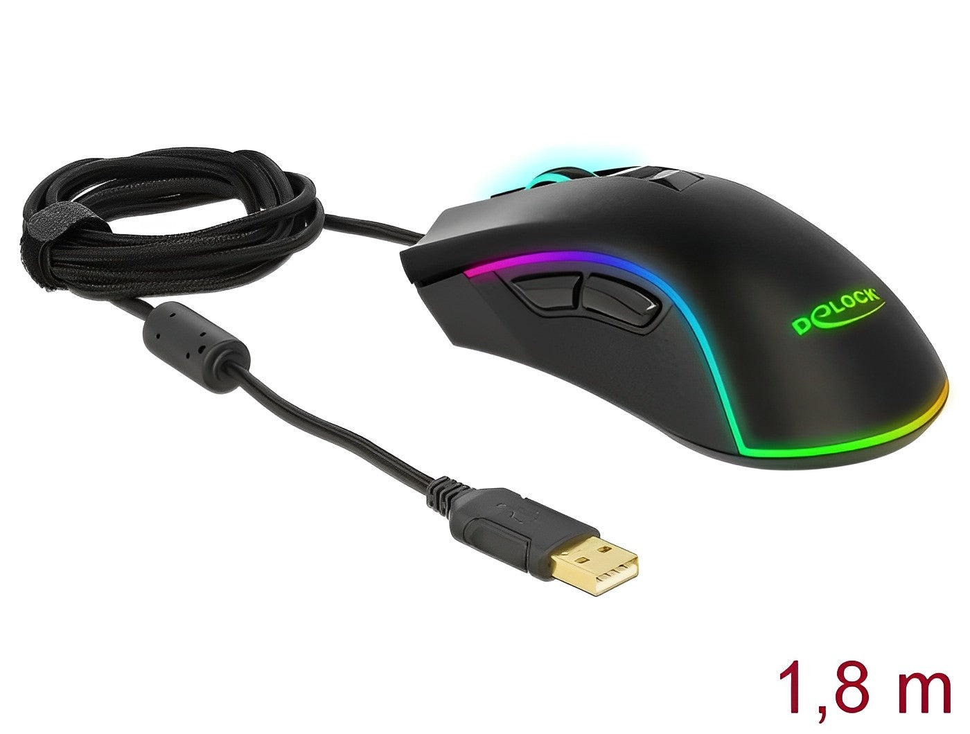 עכבר גיימינג ארגונומי USB RGB עם 7 לחצנים תומך עד 10000dpi - delock.israel