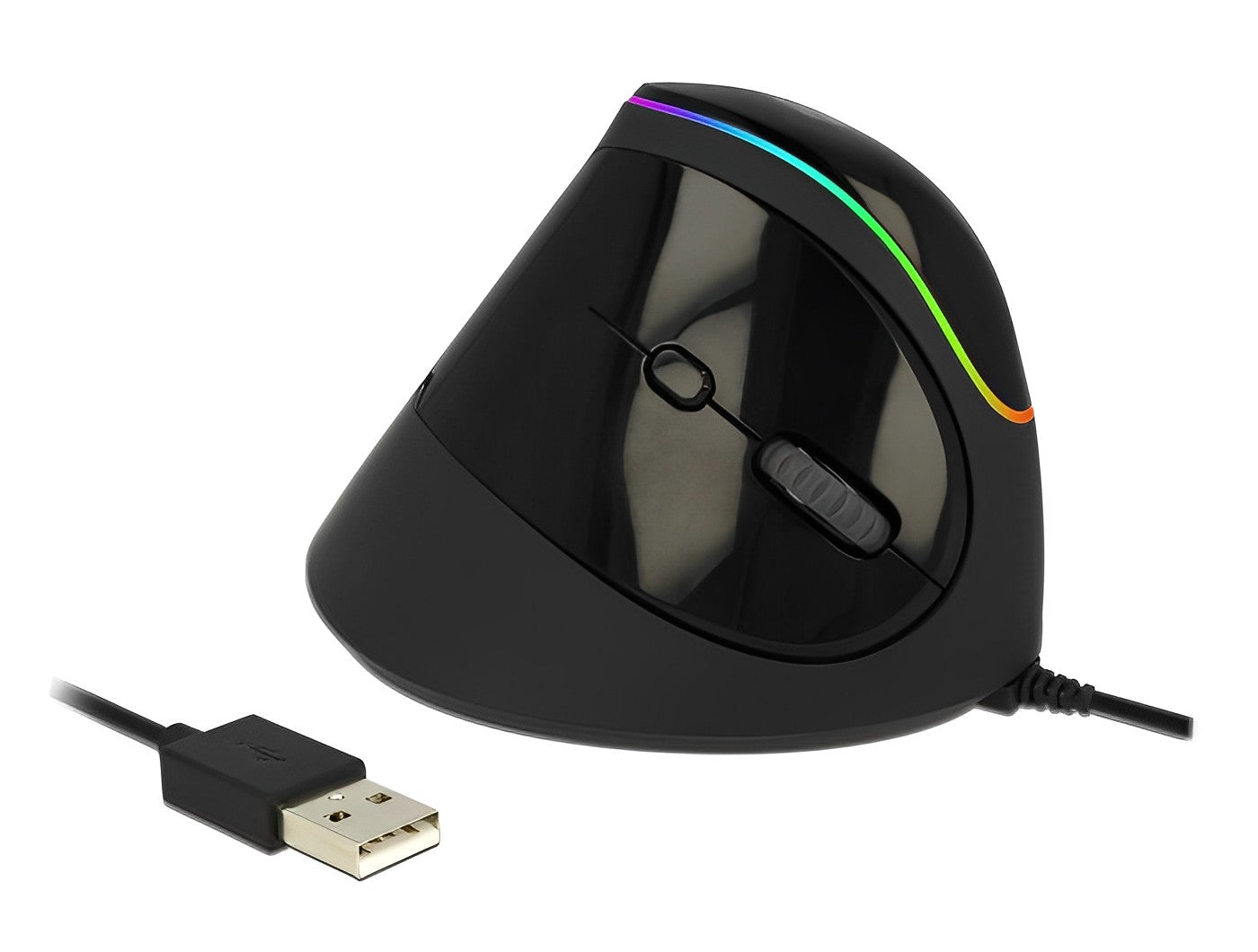עכבר אנכי ארגונומי USB RGB עם 6 לחצנים - delock.israel