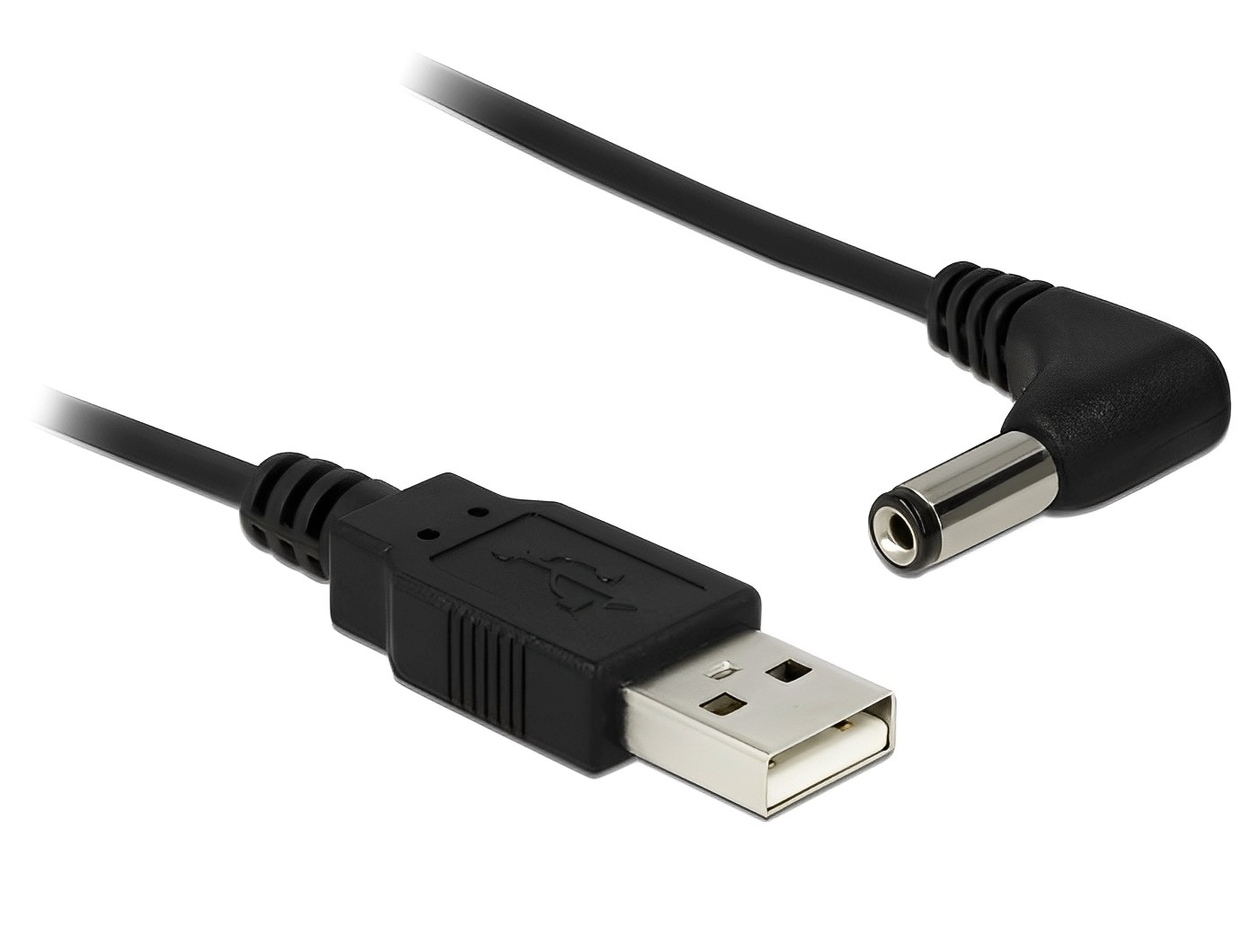 כבל חשמל תקע USB-A לתקע DC 5.5x2.1 בזווית 90° אורך 1.5 מטר - delock.israel