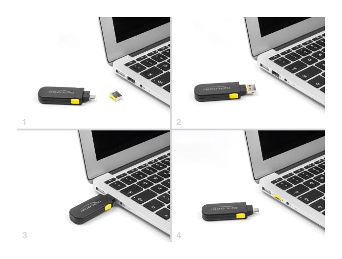 Delock USB Port Blocker Set for USB Type-A female port 4 pieces + Lock tool - delock.israel