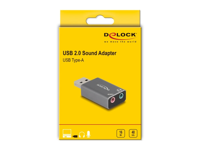 Delock External USB Sound Card with USB-A male to 2 x 3.5 mm Stereo jack Plug & Play audio adapter for PC, Laptop and Mac - delock.israel