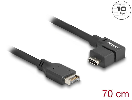 Delock USB 10 Gbps Cable Type-E Key A 20 pin male to USB Type-C™ female angled 70 cm - delock.israel