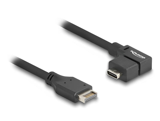 כבל USB 10Gbps מבית DELOCK גרמניה מאפשר חיבור לשקע ה-USB Type-E Key A הקיים על לוח אם או על כרטיס PCI Express, ומאפשר חיבור ל-USB Type-C