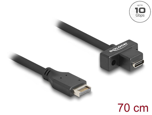 Delock USB 10 Gbps cable Type-E Key A 20 pin male to USB Type-C™ female panel-mount 70 cm - delock.israel