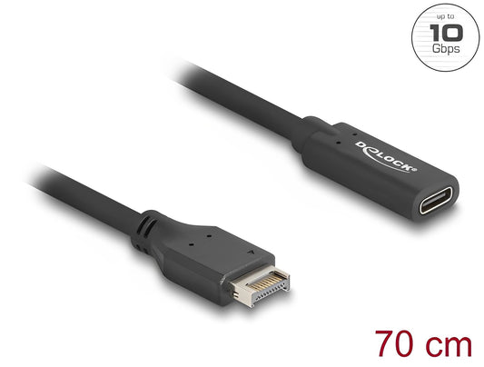 Delock USB 10 Gbps Cable Type-E Key A 20 pin male to USB Type-C™ female 70 cm - delock.israel